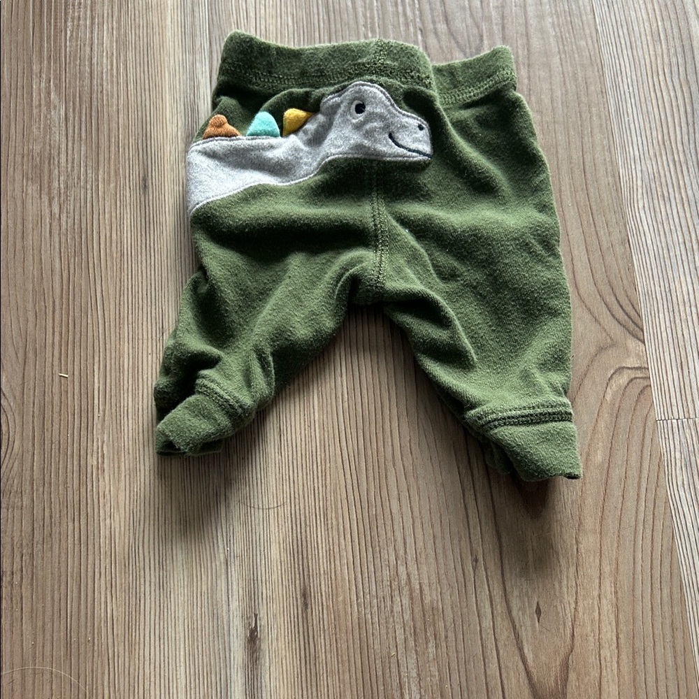 Green Baby Pants with Dinosaur Design